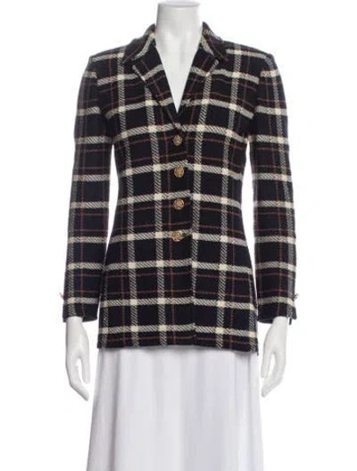 Pre-owned St John Plaid Print Blazer In Multi