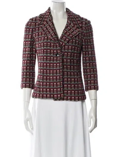 Pre-owned St John Plaid Print Blazer In Multi