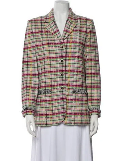 Pre-owned St John Plaid Print Blazer In Multi