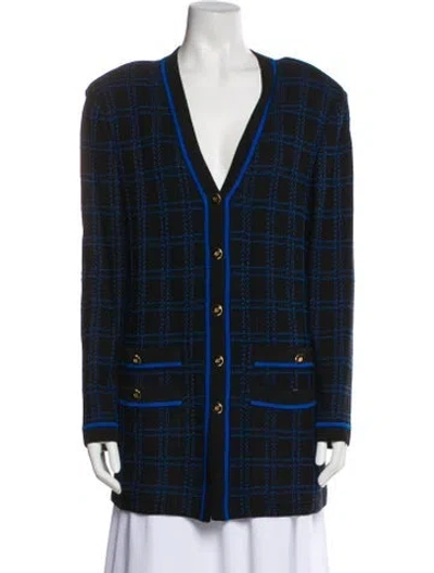 Pre-owned St John Plaid Print Blazer In Multi