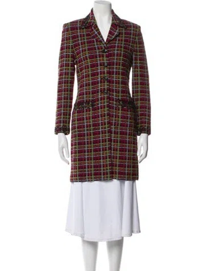 Pre-owned St John Plaid Print Blazer In Multi