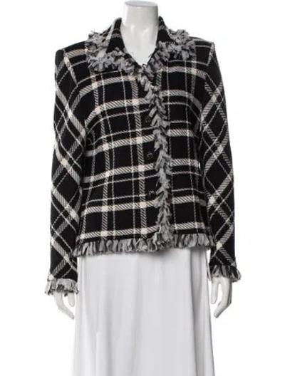 Pre-owned St John Plaid Print Blazer In Multi