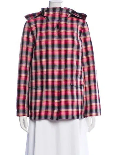 Pre-owned St John Plaid Print Blazer In Multi