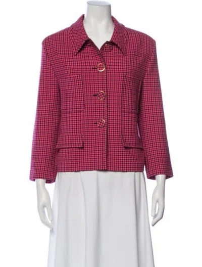 Pre-owned St John Plaid Print Blazer In Multi