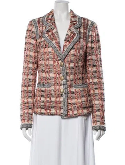 Pre-owned St John Plaid Print Blazer In Multicolor