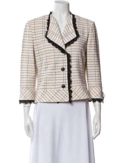 Pre-owned St John Plaid Print Blazer In Neutral