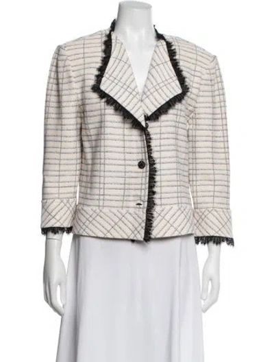Pre-owned St John Plaid Print Blazer In Neutral