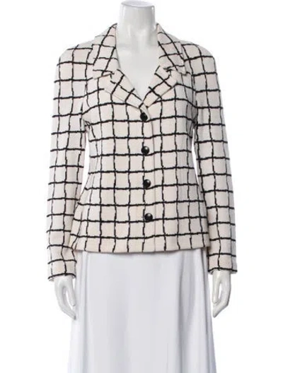 Pre-owned St John Plaid Print Blazer In Neutrals