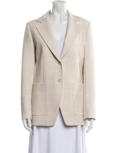 Pre-owned St John Plaid Print Blazer W/ Tags In Neutral