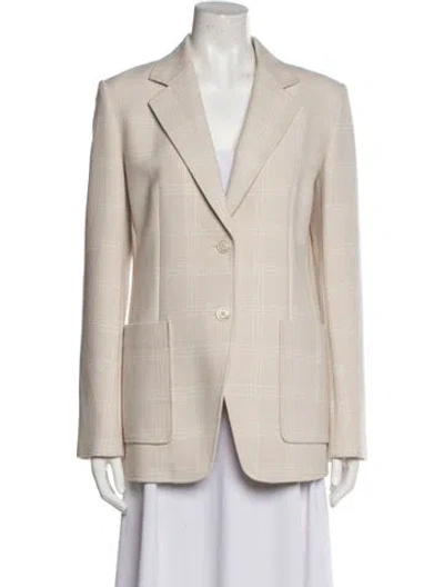 Pre-owned St John Plaid Print Blazer W/ Tags In Neutral