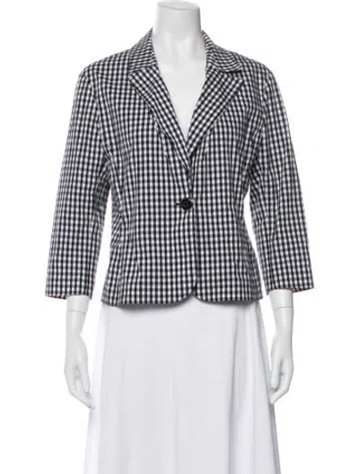Pre-owned St John Plaid Print Blazer In White