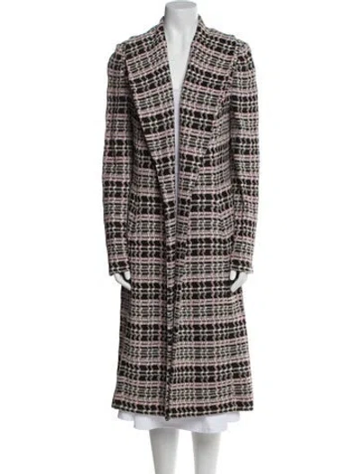 Pre-owned St John Plaid Print Coat In Black