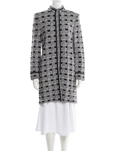 Pre-owned St John Plaid Print Coat In Neutral