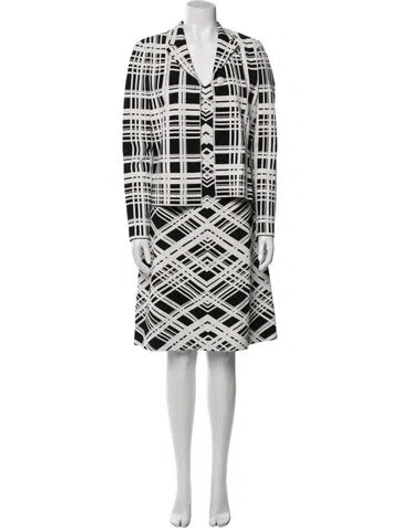 Pre-owned St John Plaid Print Dress Set In Black