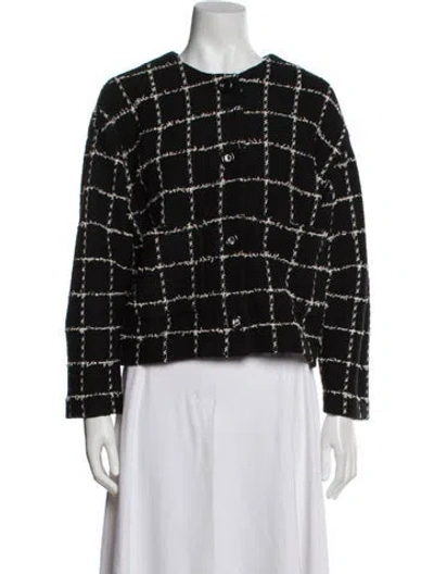 Pre-owned St John Plaid Print Evening Jacket In Black
