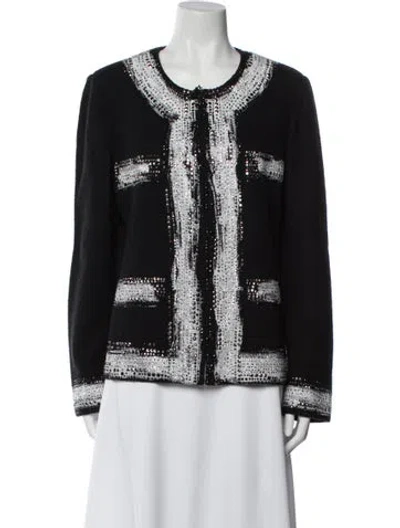 Pre-owned St John Plaid Print Evening Jacket In Black