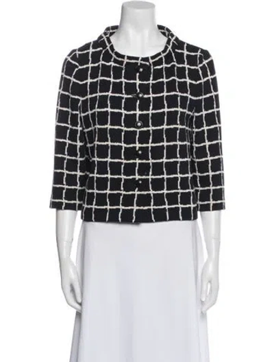 Pre-owned St John Plaid Print Evening Jacket In Black