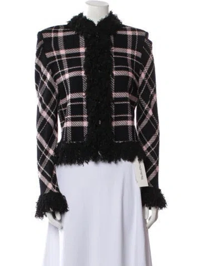 Pre-owned St John Plaid Print Evening Jacket In Black