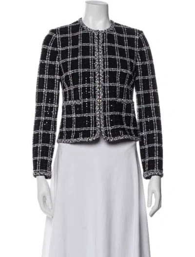 Pre-owned St John Plaid Print Evening Jacket In Black
