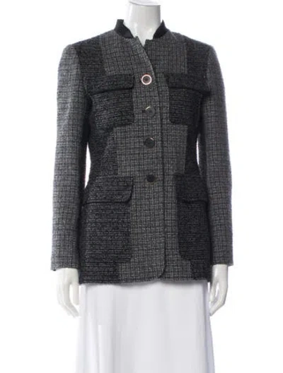Pre-owned St John Plaid Print Evening Jacket In Black