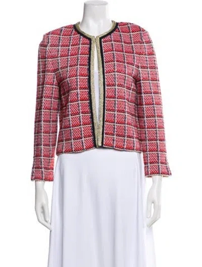 Pre-owned St John Plaid Print Evening Jacket In Multi