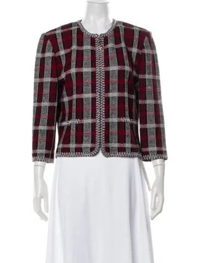 Pre-owned St John Plaid Print Evening Jacket In Multi