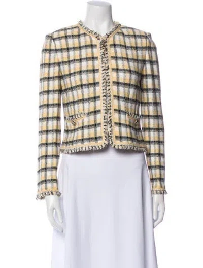 Pre-owned St John Plaid Print Evening Jacket W/ Tags In Yellow