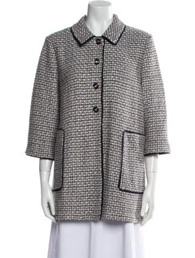 Pre-owned St John Plaid Print Evening Jacket In White