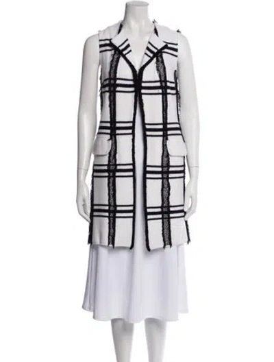 Pre-owned St John Plaid Print Faux Fur Coat In Blue