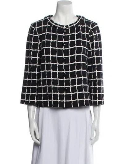 Pre-owned St John Plaid Print Jacket In Black