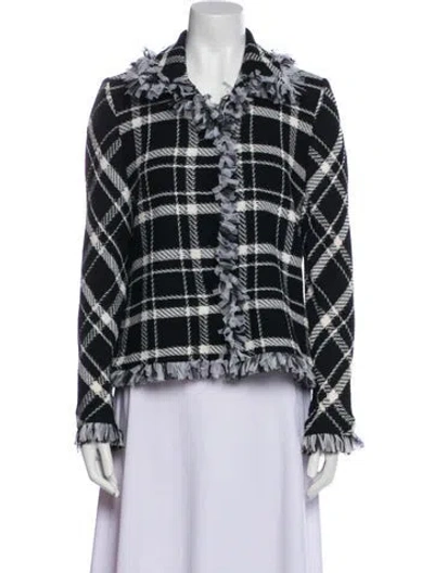 Pre-owned St John Plaid Print Jacket In Black