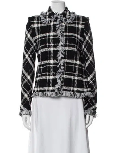 Pre-owned St John Plaid Print Jacket In Black