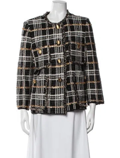 Pre-owned St John Plaid Print Jacket In Black