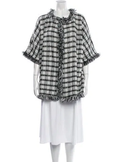 Pre-owned St John Plaid Print Jacket In Black