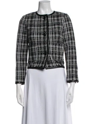 Pre-owned St John Plaid Print Jacket In Black