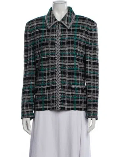 Pre-owned St John Plaid Print Jacket In Multi
