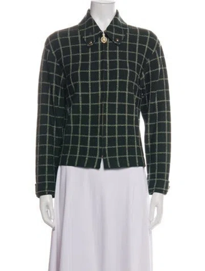 Pre-owned St John Plaid Print Jacket In Multi
