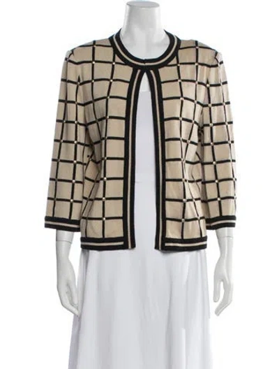 Pre-owned St John Plaid Print Jacket In Neutrals