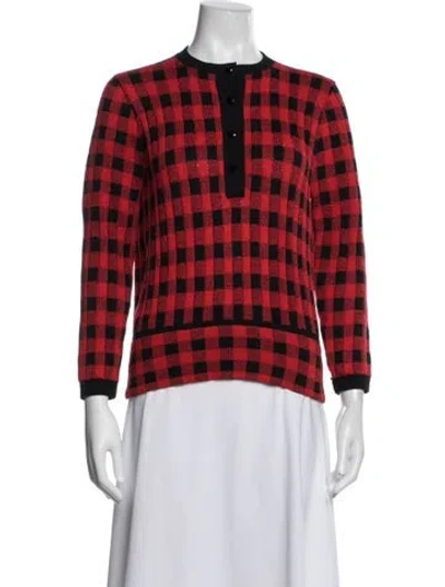 Pre-owned St John Plaid Print Jacket In Red