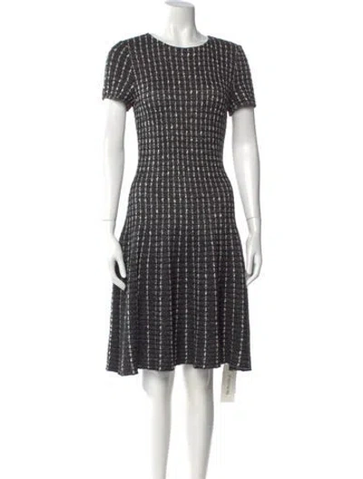 Pre-owned St John Plaid Print Knee-length Dress In Black