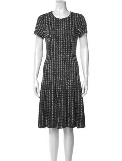 Pre-owned St John Plaid Print Knee-length Dress In Black