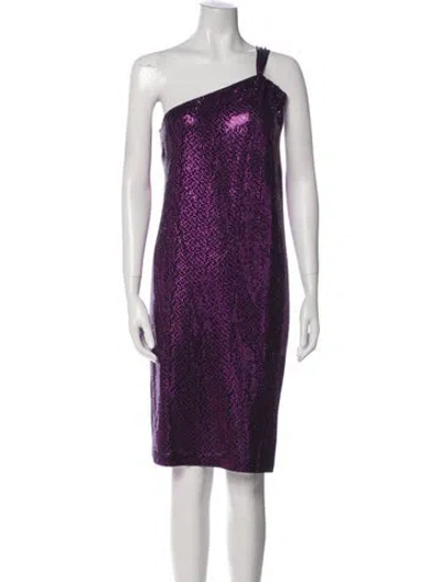 Pre-owned St John Plaid Print Knee-length Dress In Purple