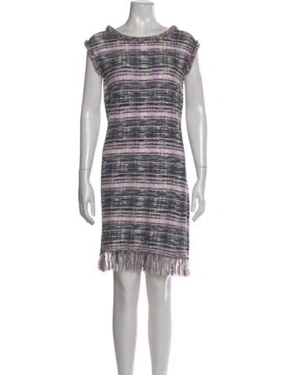 Pre-owned St John Plaid Print Knee-length Dress W/ Tags In Purple