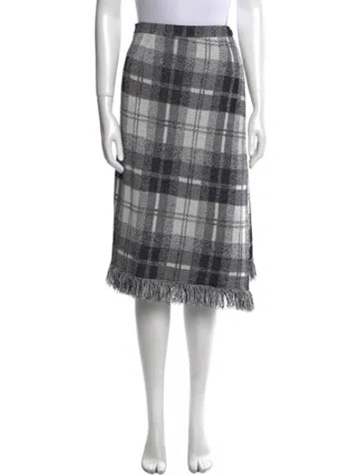 Pre-owned St John Plaid Print Knee-length Skirt In Black