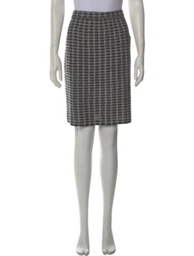Pre-owned St John Plaid Print Knee-length Skirt In Black