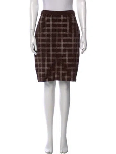 Pre-owned St John Plaid Print Knee-length Skirt In Neutral