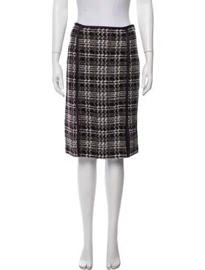 Pre-owned St John Plaid Print Knee-length Skirt In Purple