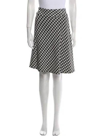 Pre-owned St John Plaid Print Knee-length Skirt In White