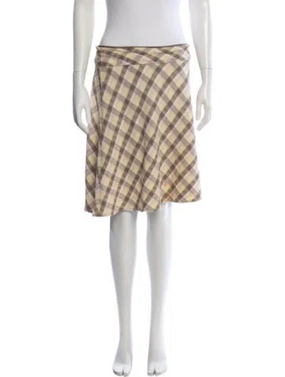 Pre-owned St John Plaid Print Knee-length Skirt In Yellow