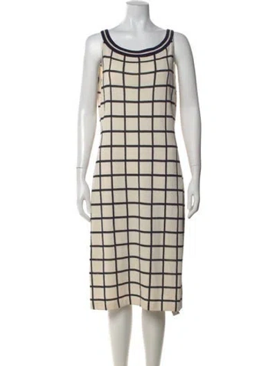 Pre-owned St John Plaid Print Midi Length Dress